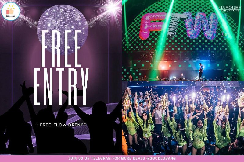 Free entry + free-flow drinks ($9) at Marquee