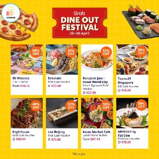 Grab Dine Out Festival — 1-for-1s and Up to 50% Off