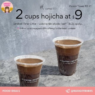 Hi Coffee: 2 Iced Hojicha Lattes for $9
