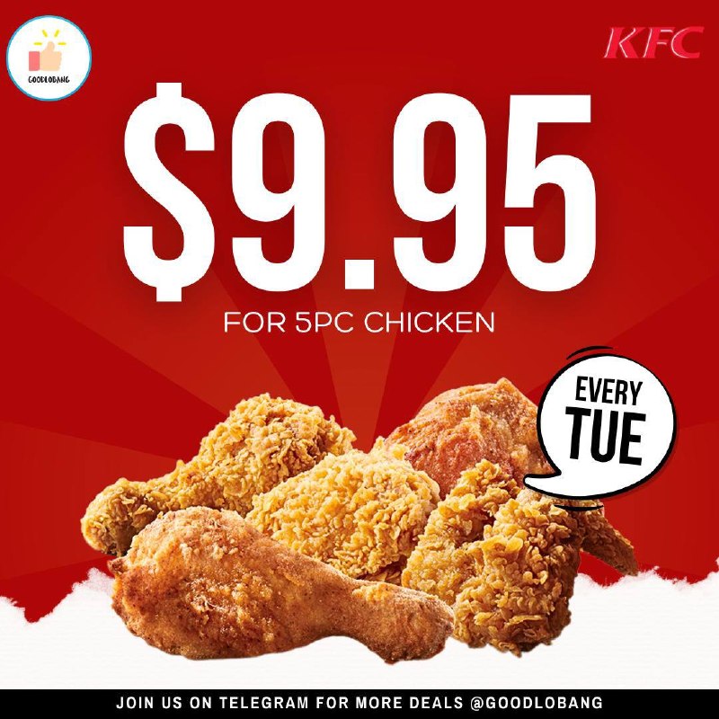 KFC 5pc Chicken for $9.95