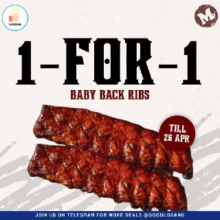 Morganfield's: 1-for-1 Baby Back Ribs at Suntec City