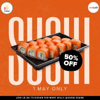 umisushi 50% Off All Sushi on 1 May